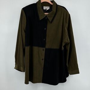 VTG 90s Betsy’s Things Color Block Olive&Black Streetwear Style Shirt Sz 24W